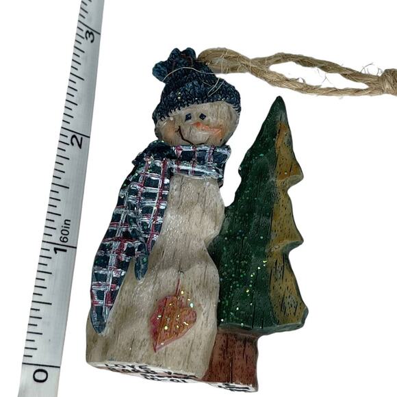 Rustic Country Snowman with Tree Ornament Christmas Ornament Country Christmas - Picture 8 of 9
